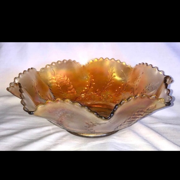 Antique Carnival Glass Australian Rare Crown Crystal Marigold Magpie Bowl 1920s - Picture 2 of 7